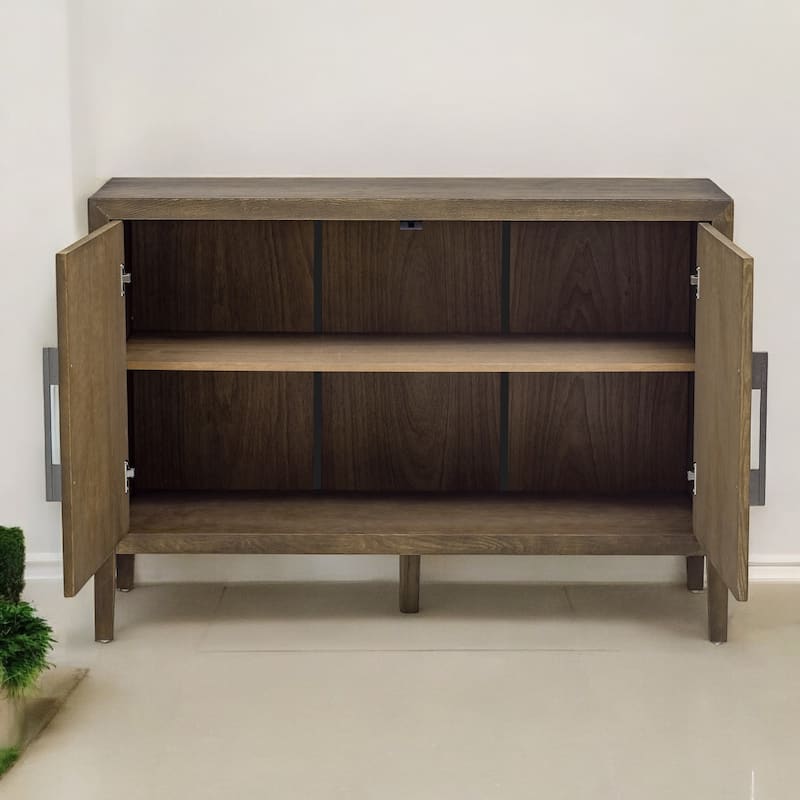 Storage Cabinet Sideboard with 2 Metal Handles, 2 Doors, and Adjustable Shelf for Living Room, Entryway, or Hallway