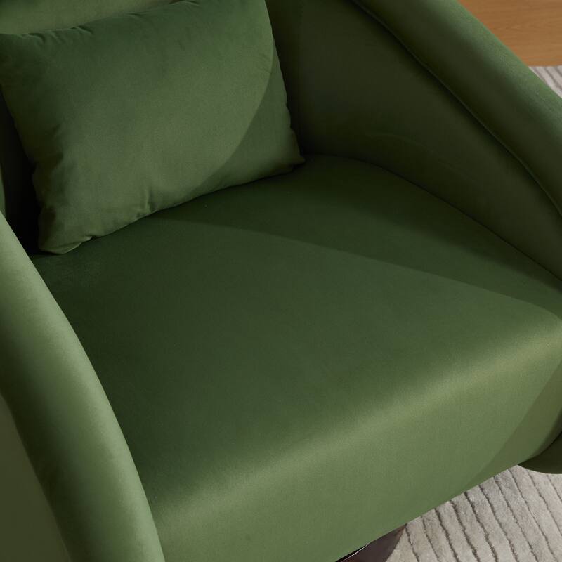 360-degree Swivel Barrel Chair with Velvet Fabric Upholstery, Comfy Pumpkin-Shaped Swivel Chair for Living Room, Bedroom