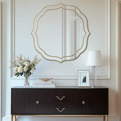 Versatile Silver Wall Mirror w/Flower Shape&Beveled Golden Edge for Home Decor - 31.49x31.49 inch