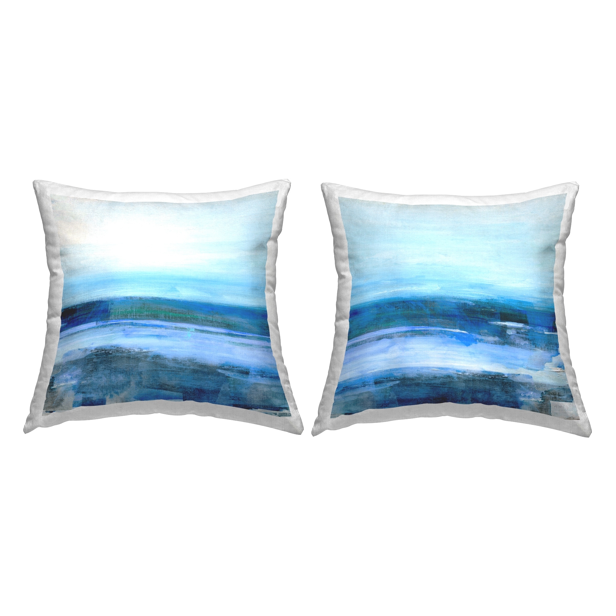 Stupell Blue Abstract Seascape Decorative Printed Throw Pillow Design by Sally Swatland (Set of 2)