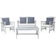 preview thumbnail 70 of 117, SAFAVIEH Fontana 4-piece Acacia Solid Wood Outdoor Conversation Patio Set Grey/Beige/Navy White