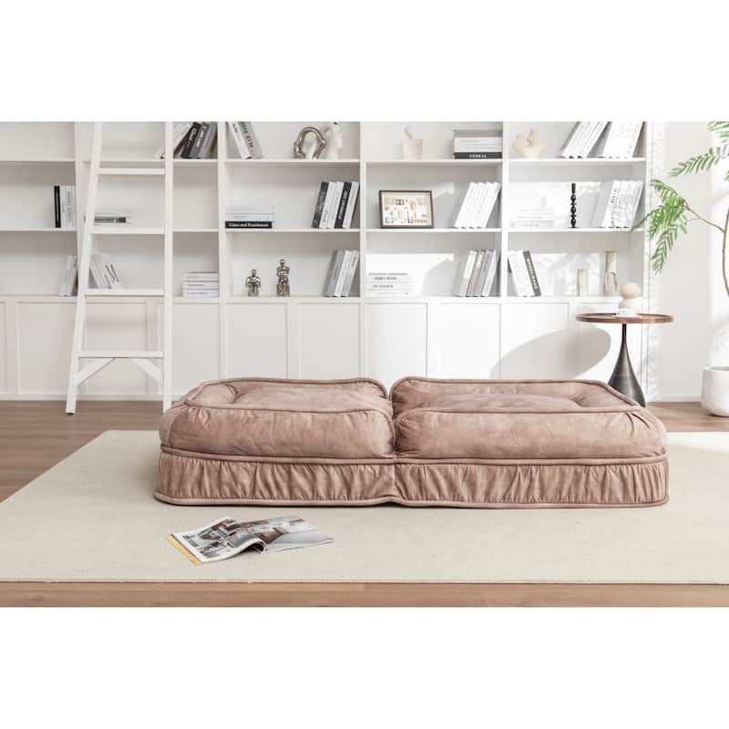 Upholstered Human & Pet Bed with 5 Adjustable Positions, Massage Pillow & 2 Soft Pillows, Brown