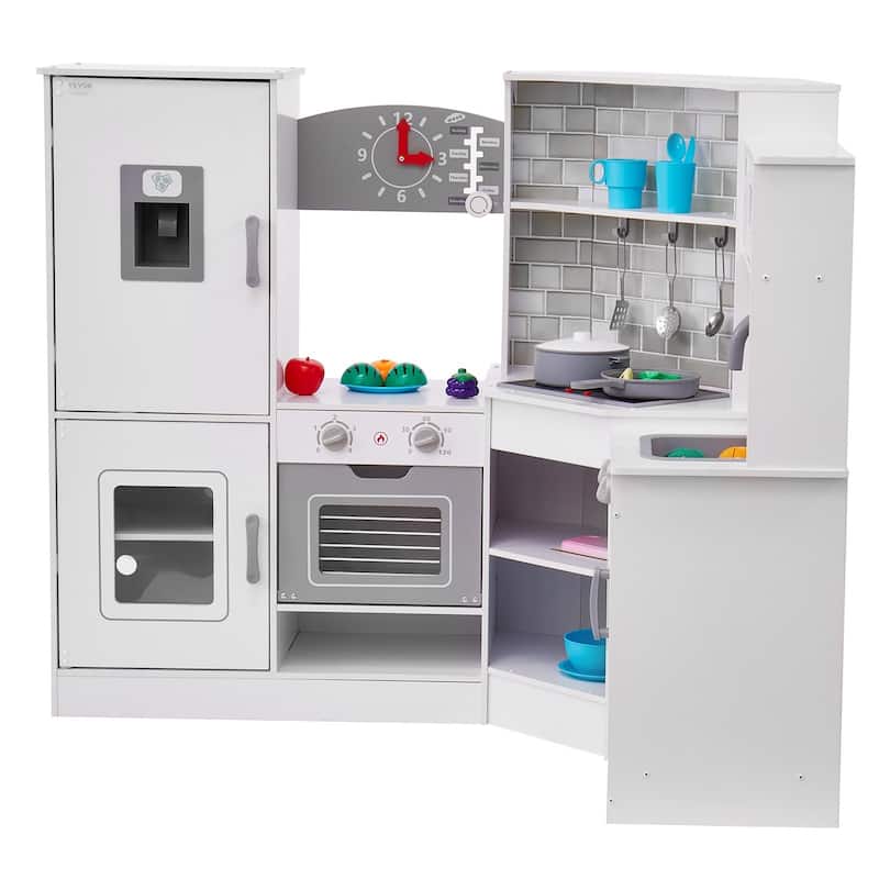 24 Piece Kids Kitchen Playset Cooking Play Toy with Storage Space Perfect Gift for Kids - 43.3 x 31.5 x 35.8 in