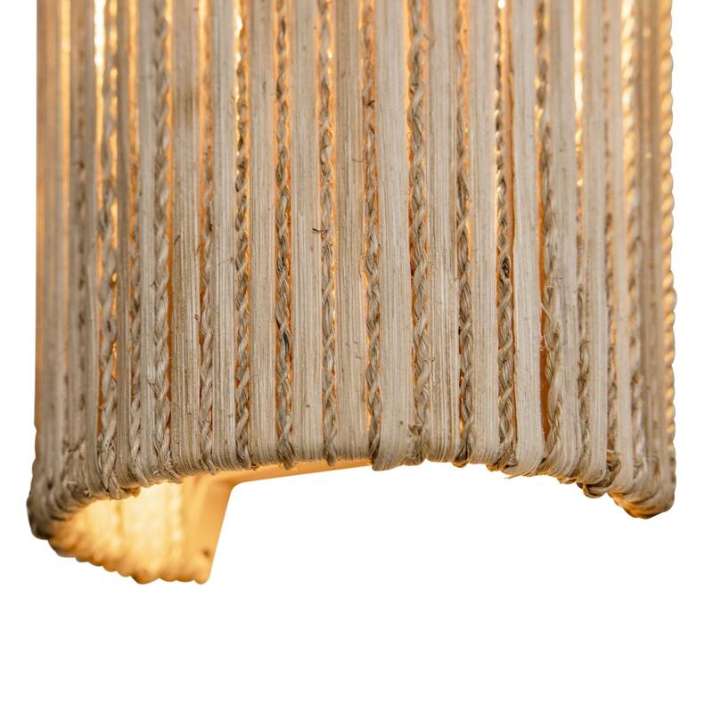 Jacob's Ladder 1-Light Rattan and Abaca Flush Gold Wall Sconce