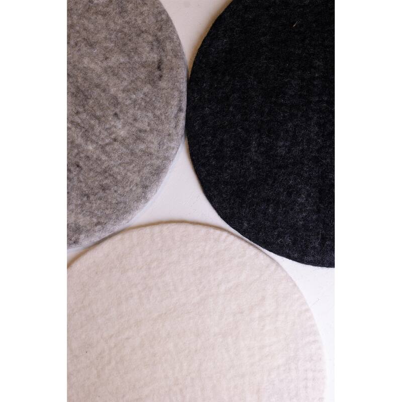 Round Placemat White Dia 13.60 Wool - A