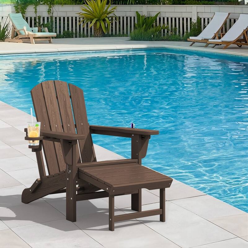 Folding Outdoor Chair with 3-Position Reclining Backrest & Telescoping Footrest
