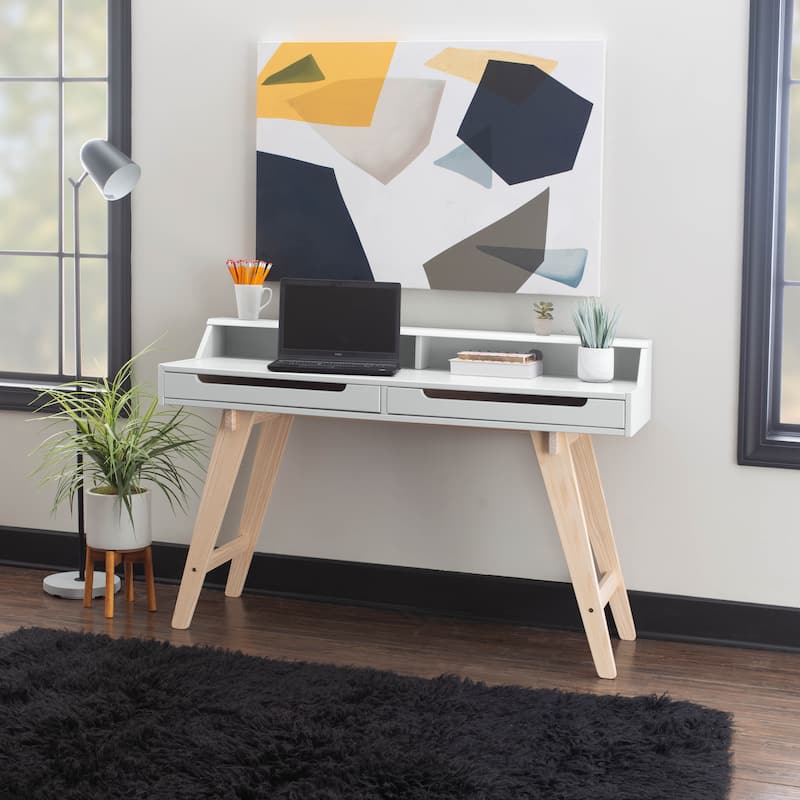 Seneca Two Drawer Desk - White
