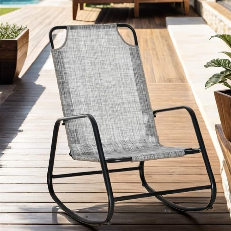 Outdoor Garden Fabric Rocking Chair with Steel Frame