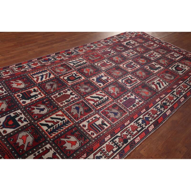 Handmade Garden Design Tribal Bakhtiari Persian Vintage Wool Carpet - 5'3"x 10'0"