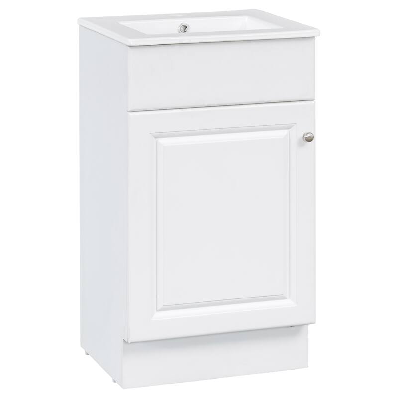 Anmytek 18 Inch White Bathroom Vanity with Sink Door Shelf and Adjustable Shelf