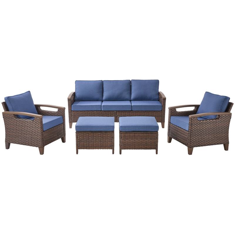 Pocassy Outdoor Brown Wicker Funitre with Cushion Set