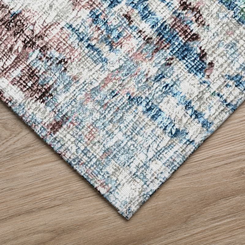 Indoor/ Outdoor Accord Modern Brushstrokes Polyester Washable Rug New