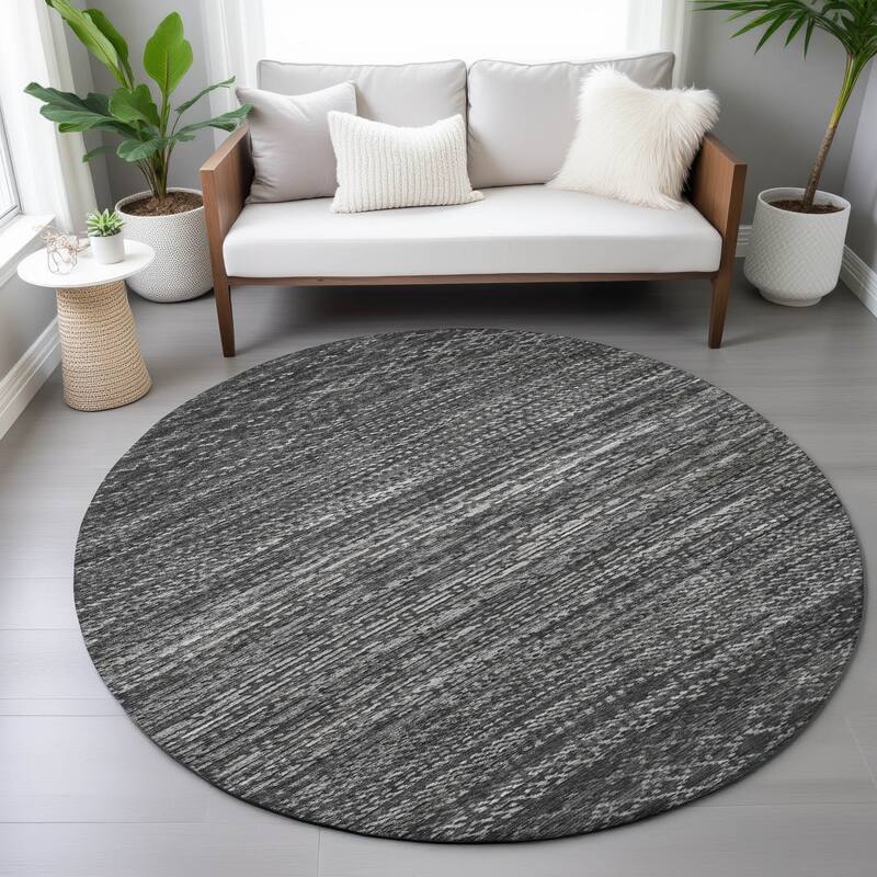 Machine Washable Indoor/Outdoor Modern Trellis Chantille Rug