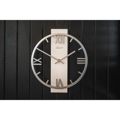 Iron Wall Clock with 3D Hour Bar - 20" - White and Silver