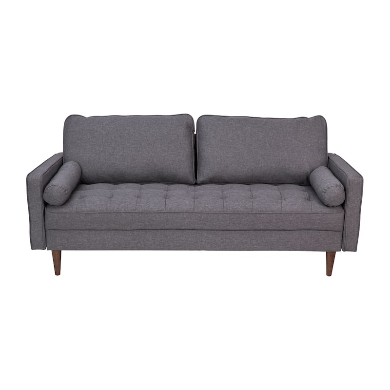 Compact Upholstered Tufted Sofa with Wooden Legs