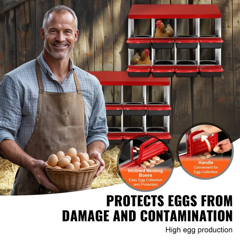 Chicken Nest Box, Stable & Corrosion-Resistant Mental Nesting Boxes with Inclined Nesting Boxes,Fit for Different Chicken Breeds