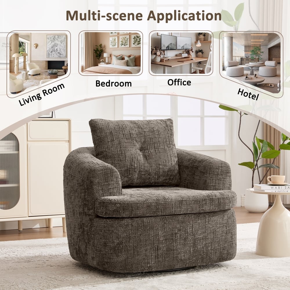 360° Swivel Chair Single Sofa Arm Chair / Upholstered Accent Chair Sofa Barrel Chair for Living Room Bedroom