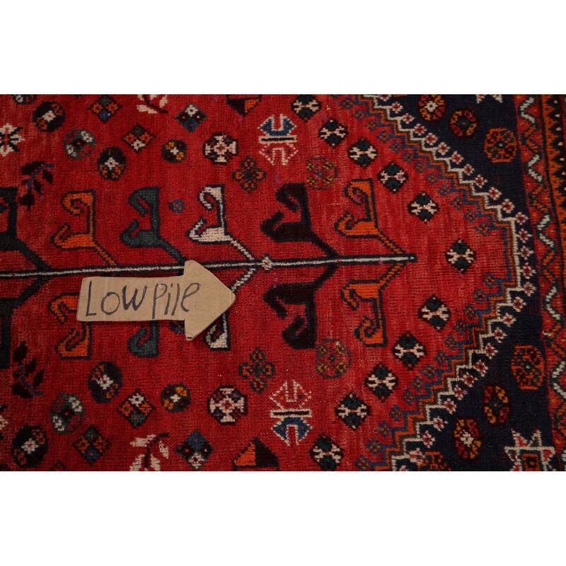 Hand Knotted Oriental 100% Wool Carpet Traditional Tribal Red Shiraz Area Rug - 9' 8'' X 6' 7''