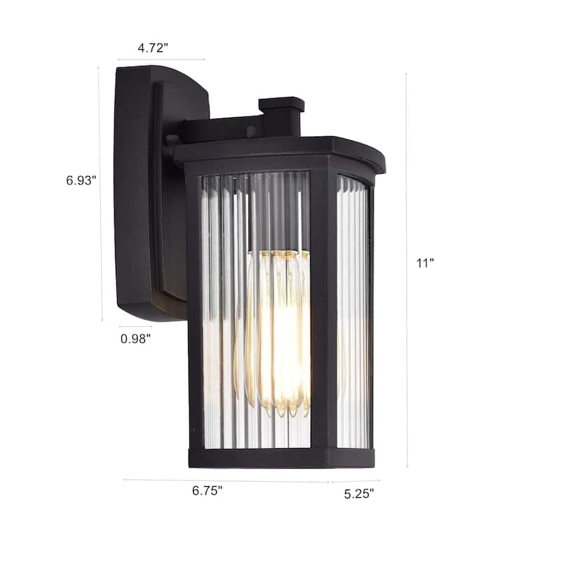 1-light Textured Black Outdoor Wall Lantern
