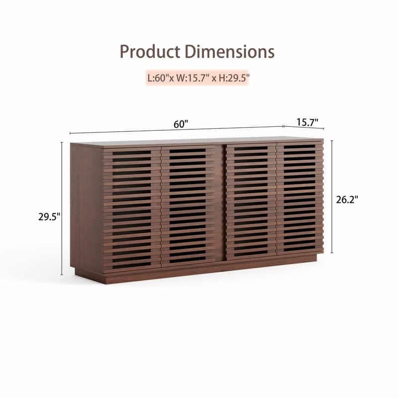 Modern 60" Large Storage Cabinet for Living Room or Bedroom with Hollow Door Design