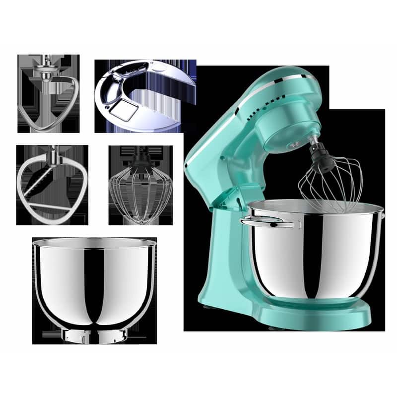 5.2L + 4.5L Electric Food Mixer with Timer, 10-Speed Portable Kitchen Mixer