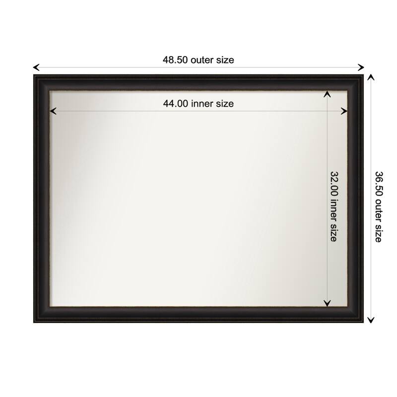 Trio Oil Rubbed Bronze Framed Non-Beveled Custom Wall Mirror, Bathroom Vanity Mirror - Outer Size: 48.5 x 36.5