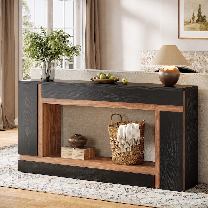 2-tier Narrow Console Entryway Table for Living Room Hallway Foyer - 63" W x 11.81" D x 31.5" H