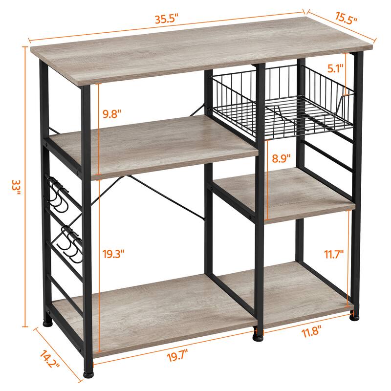 Yaheetech Metal Frame Baker's Rack Kitchen Island Storage Shelf