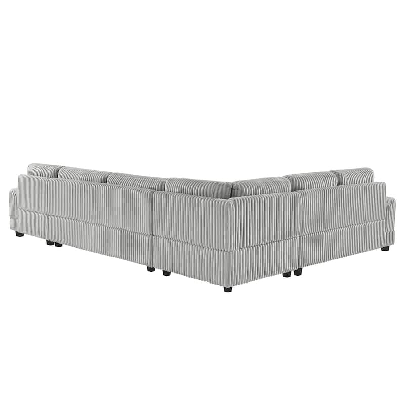 Oversized Corduroy Sectional Sofa with a Chaise
