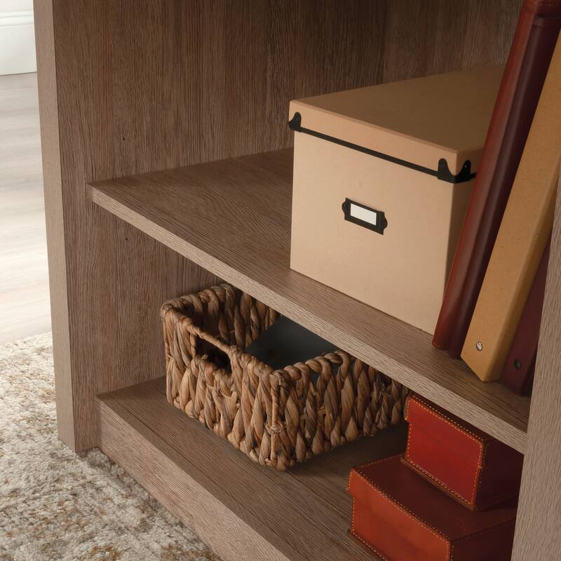 Engineered Wood Farmhouse Desk with Built-in Bookshelf, Brown