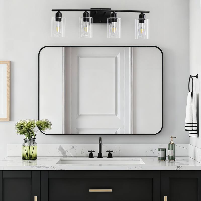 4-Light Modern Dimmable Vanity Light with Clear Glass Shade