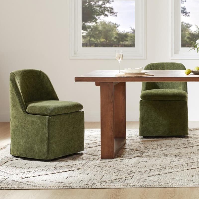 Spruce & Spring Modern Dining Chair with Removable Slipcover and Hidden Casters