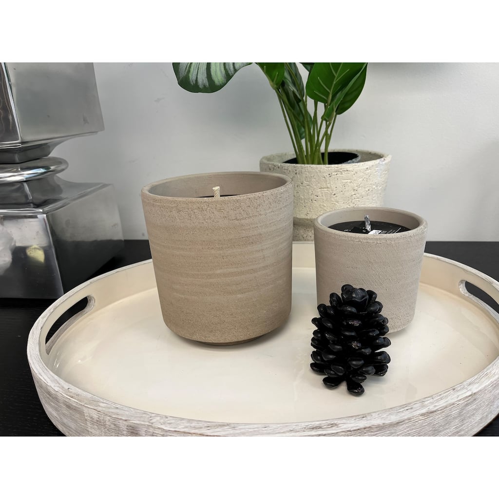 Terracotta Round Grey Concrete Candle H 5" & Dia 4" - GREY