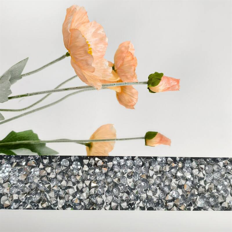 47.24” Long Luxury Modern Rectangular Mirrored Coffee Table with Crystal Diamonds Inlay, Living Room Center Table