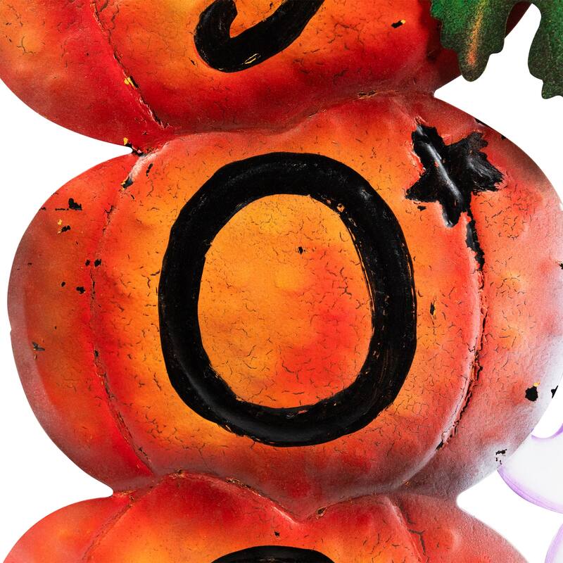 Stacked Boo Pumpkins with Ghosts Metal Halloween Porch Sign - 33"