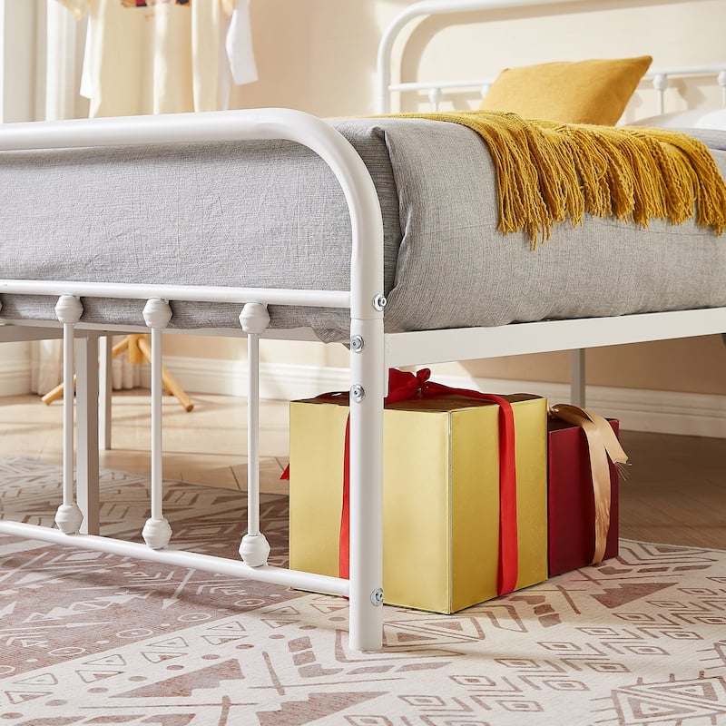 Javlergo Victorian Style Bed Frame with Arched Headboard & Footboard Twin/Full/Queen/King Size Metal Bed No Box Spring Needed