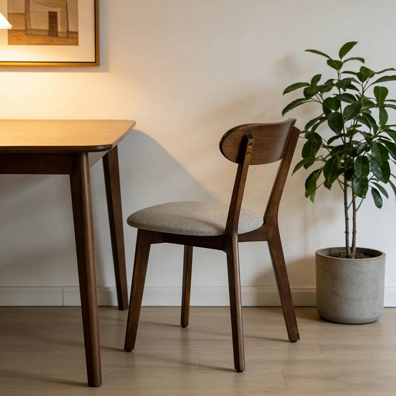 Solid Wood Dining Chairs Set of 2, Mid Century Modern Dining Chairs with Upholstered for Dining Room, Kitchen