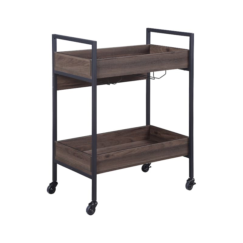 ACME Jerrick Serving Cart in Walnut and Black