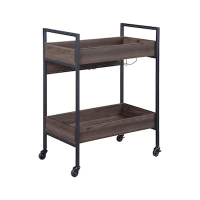 ACME Jerrick Serving Cart in Walnut and Black
