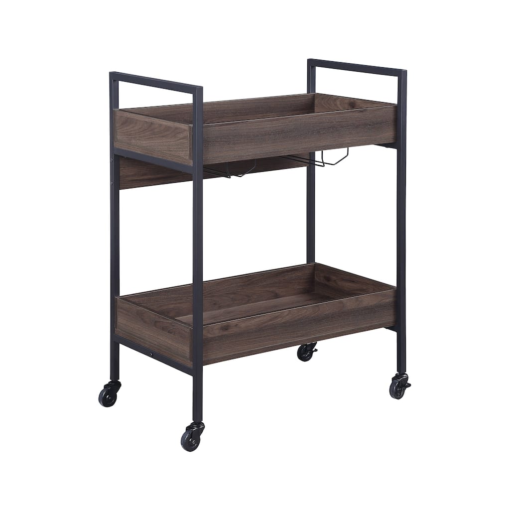 ACME Jerrick Serving Cart in Walnut and Black