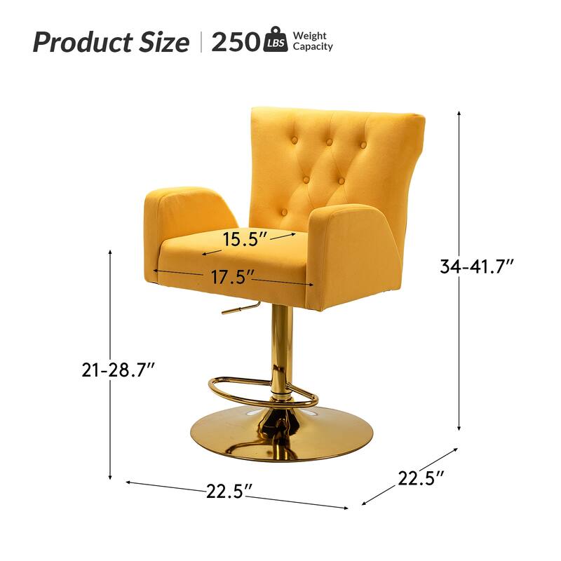 Loreto Modern Tufted Velvet Swivel chair with Adjustable Height by HULALA HOME