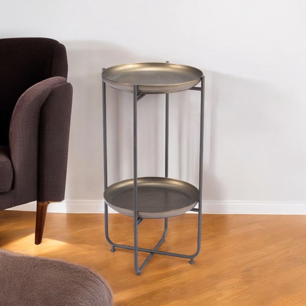 HomeRoots 32" Bronze Steel End Table