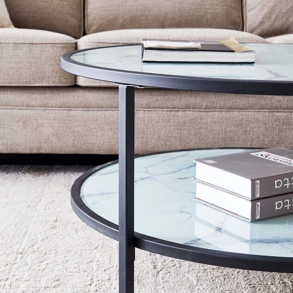 Nestfair Glass Coffee Table With Large Storage Space Overstock 32432489