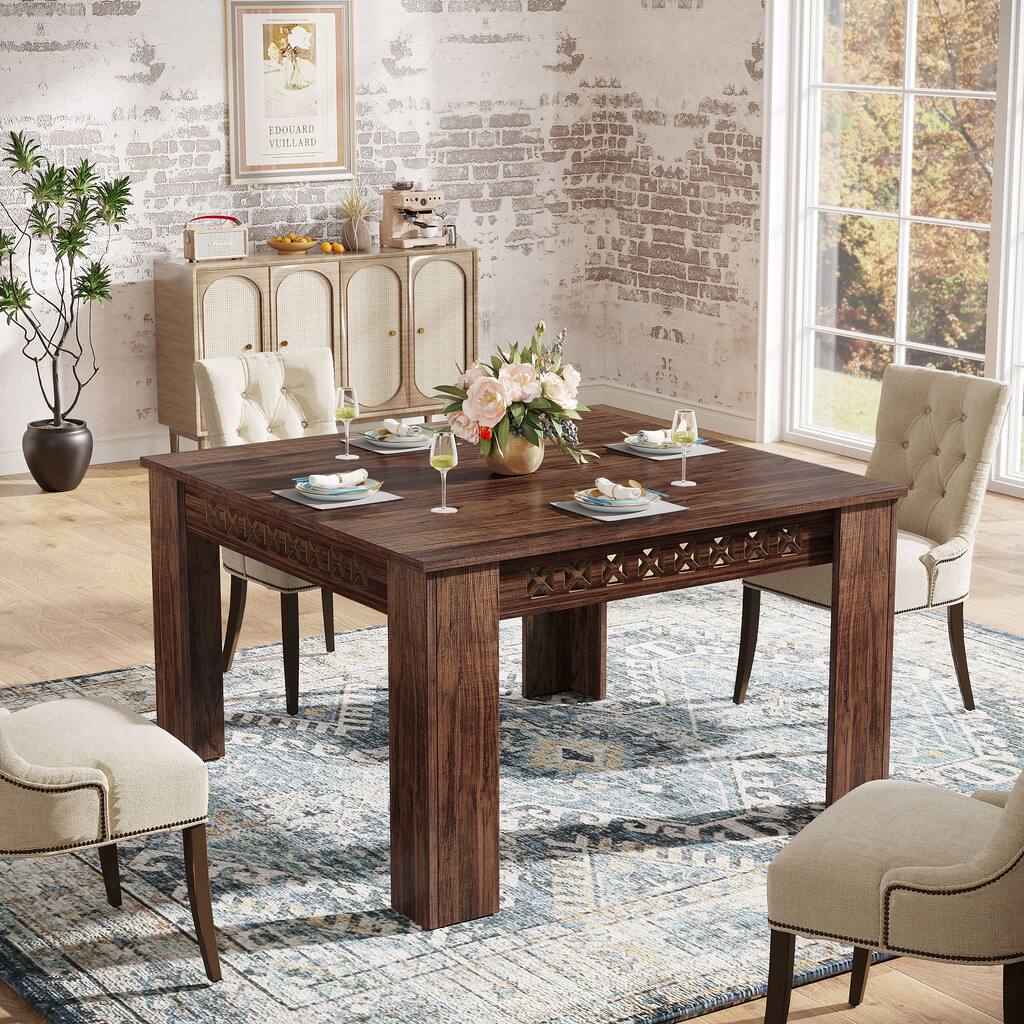 44-Inch Square Dining Table Wood Kitchen Table Large Dinner Tables for 4 People