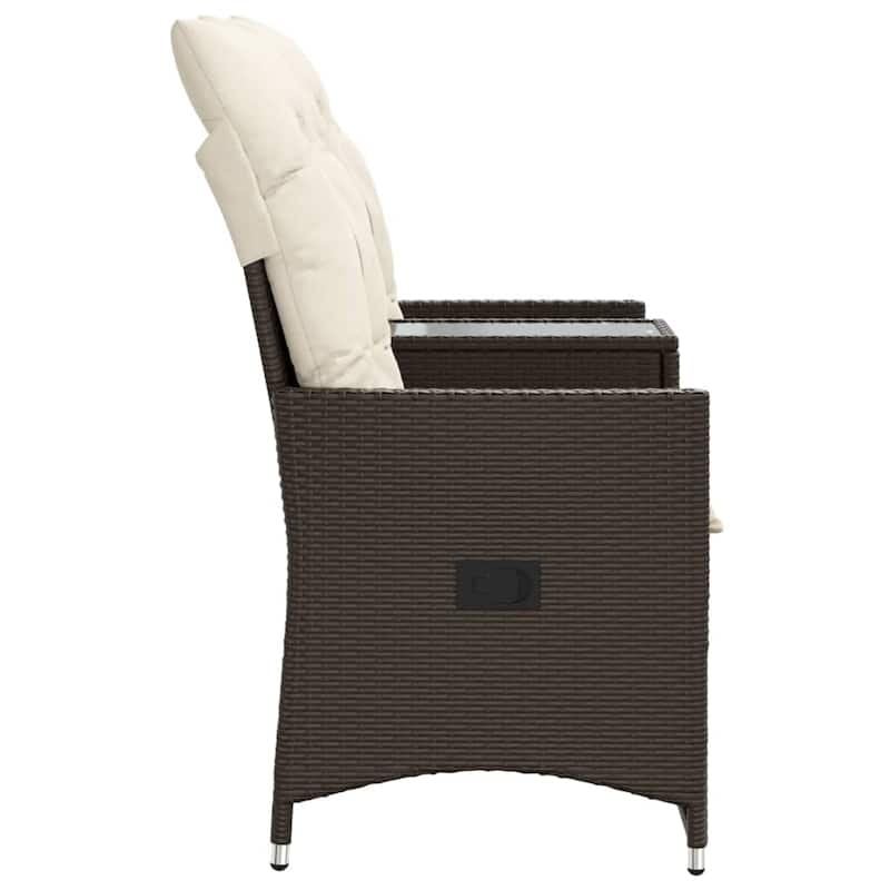 vidaXL Reclining Patio Sofa 2-Seater with Table Loveseat Furniture Poly Rattan - 23.2 x 51.2 x 36.2