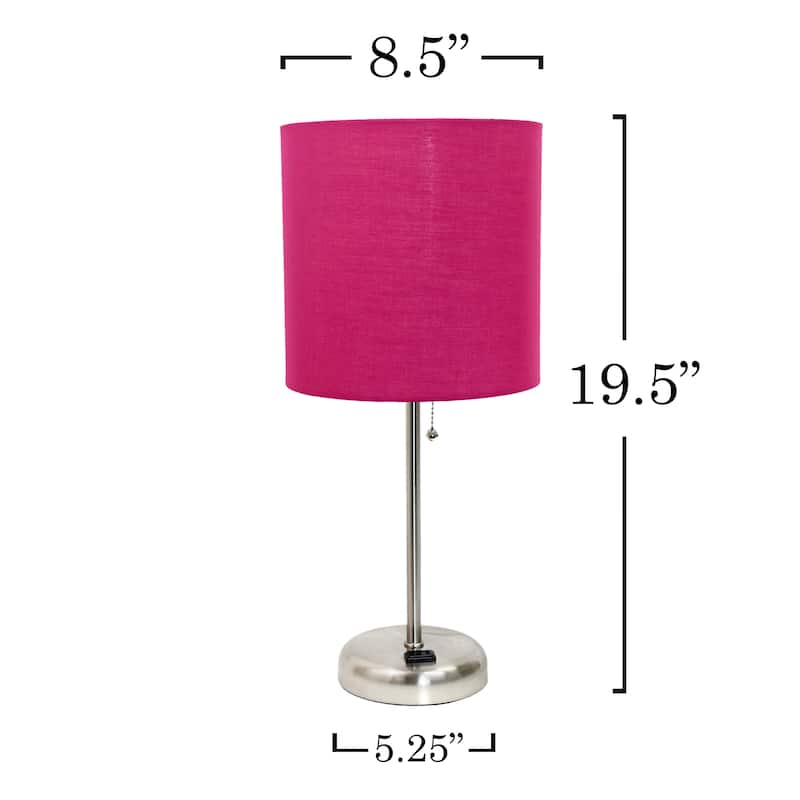 19.5" Modern Table Lamp with USB Charging Port and Fabric Shade for Home Office or Bedroom