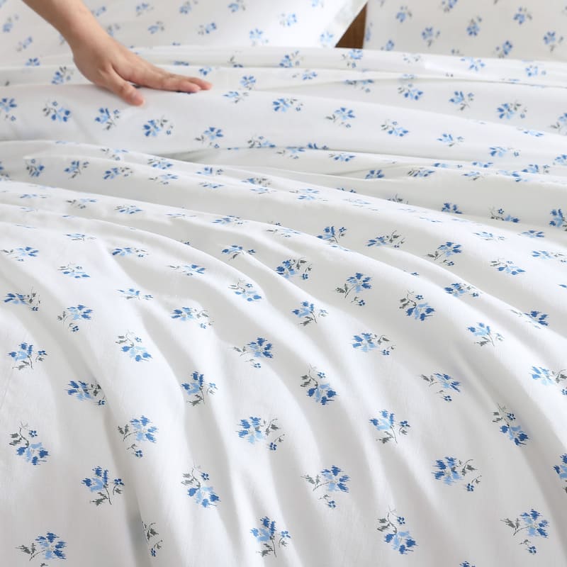 Stone Cottage Sketchy Ditsy Blue Cotton Reversible Duvet Cover Set