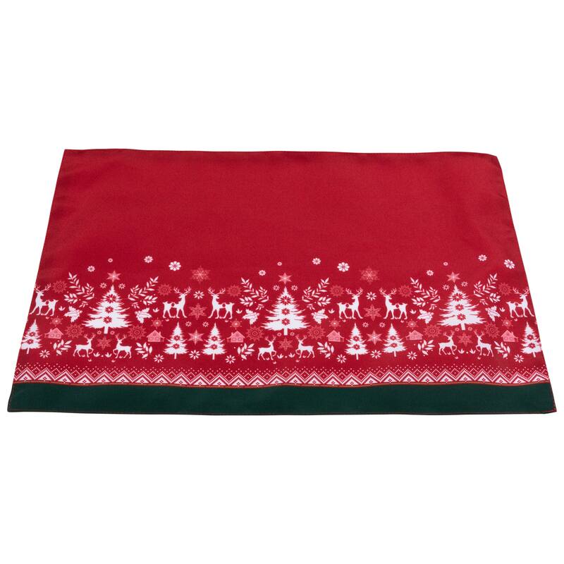 Reindeer and Snowflakes Rectangular Christmas Placemats- 18" - Set of 4