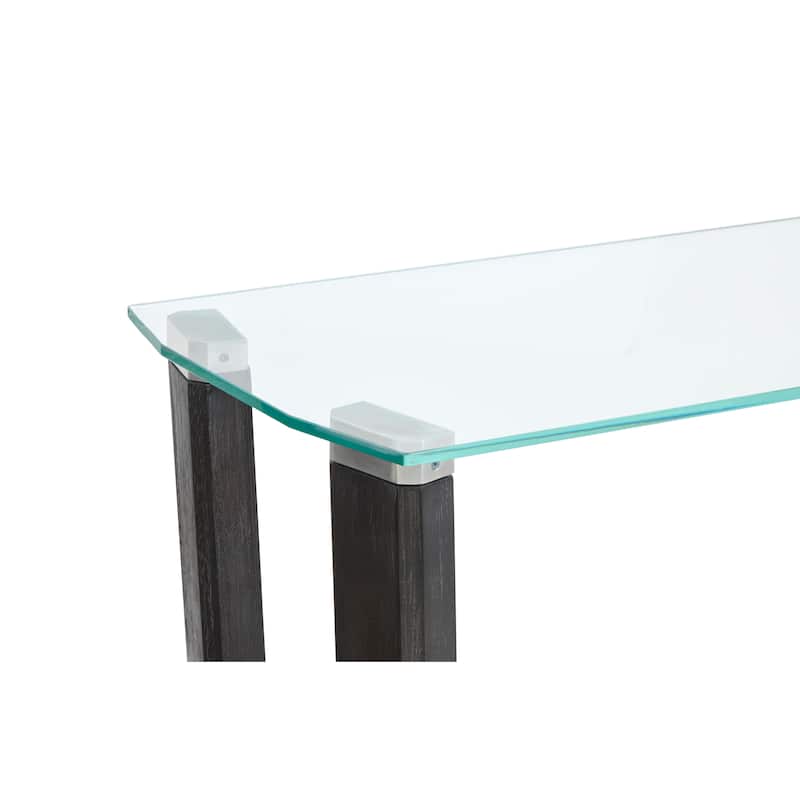 Magnussen Home Wexler Black Truffle And Clear Glass Rectangular Cocktail Table - 46.88''W x 30''D x 17''H