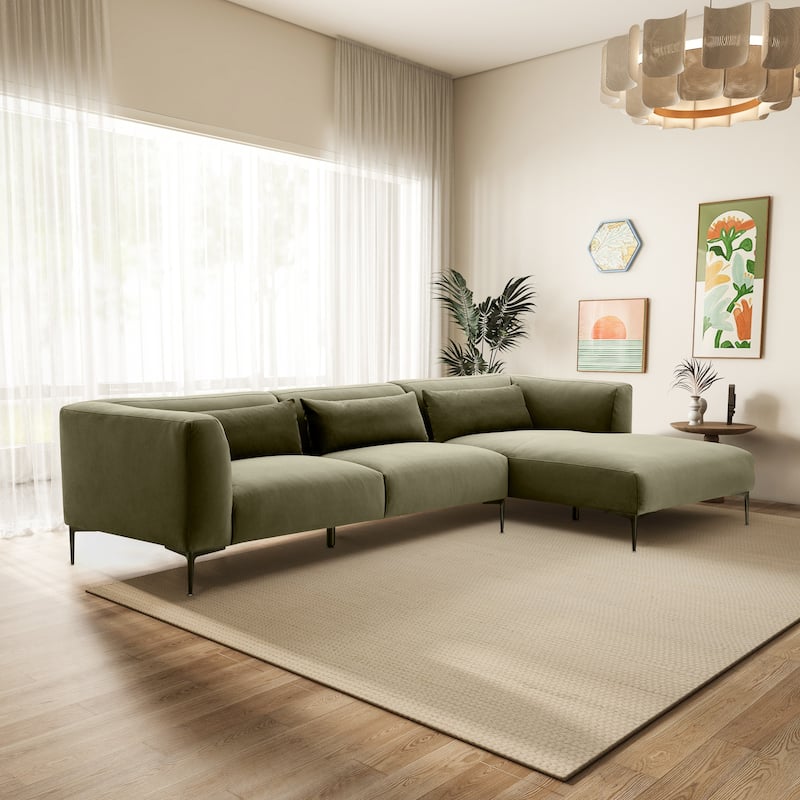 Savenoy Japandi Style L-Shaped Fabric Upholstered Sectional